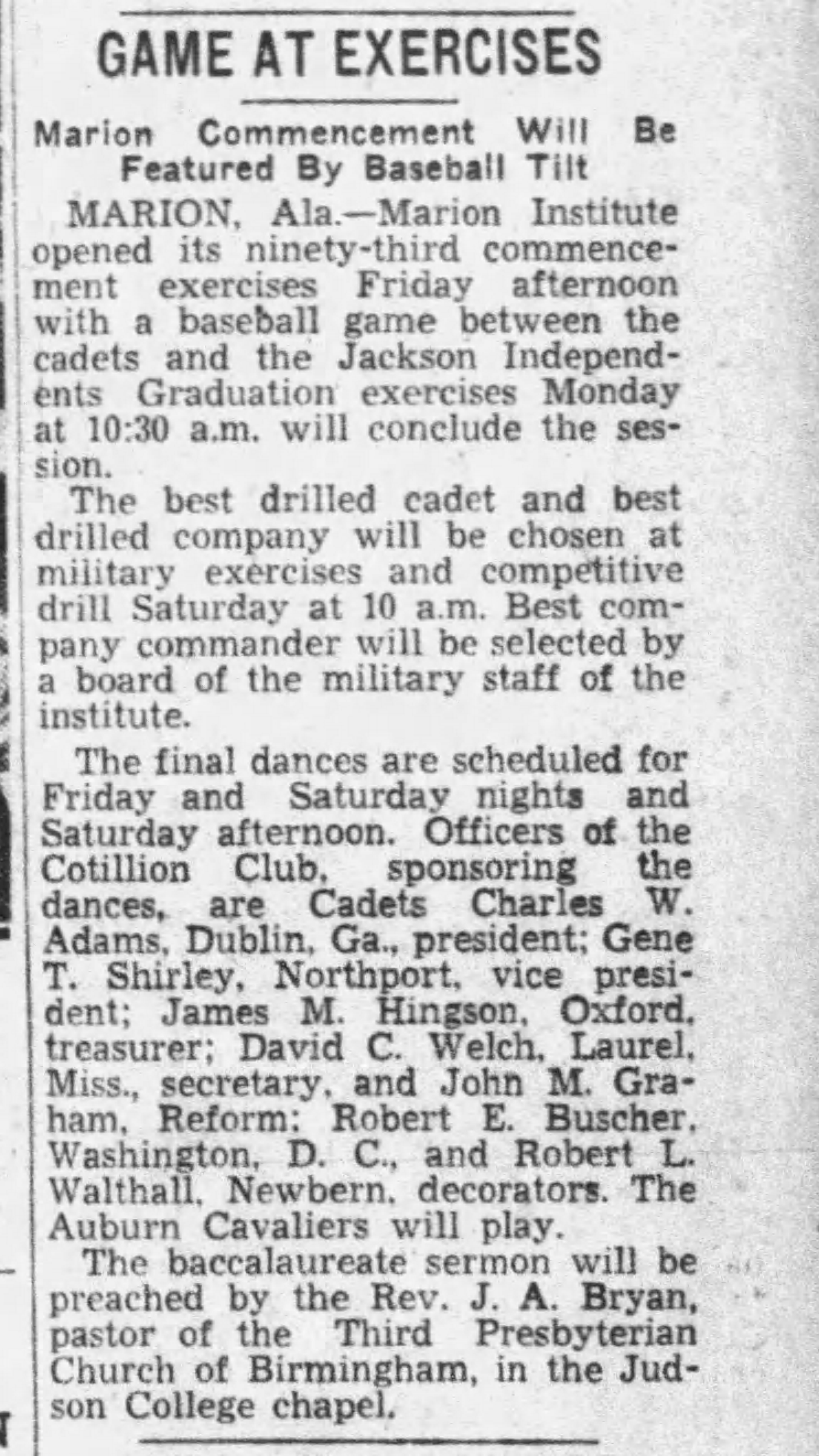 Marion Institute Commencement